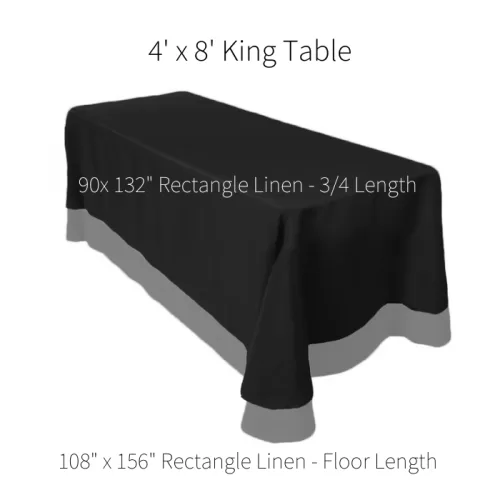 King Table Linen Sizing