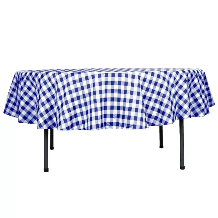 Blue And White Round Plastic Table Cloth