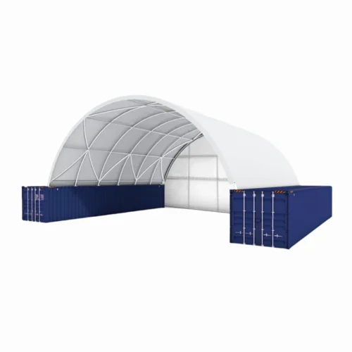 40x40x13 Ft Container Shelter With Closed Back Panel White