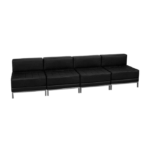 Black Leather Lounge Long Sofa