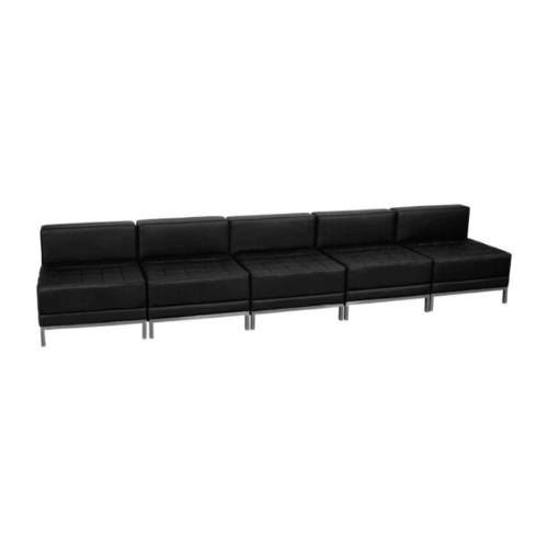 Black Leather Lounge Xlong Sofa